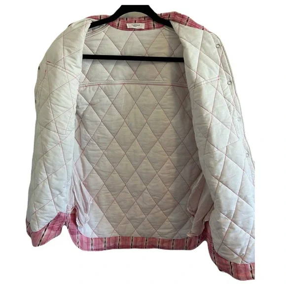 ISABEL MARANT ETOILE $836 Mysen Quilted Cotton Jacket Pink Plaid Sz M Shacket - Picture 10 of 16